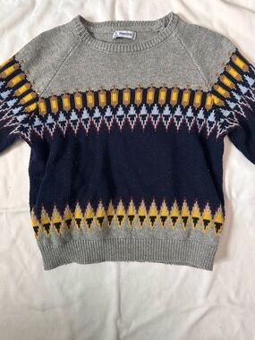 Mayoral Navy, Gray & Yellow Fair Isle Crewneck Sweater